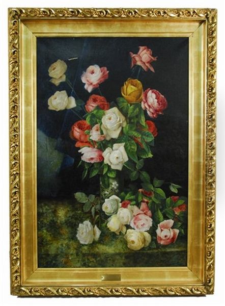 Still Life Of Roses Oil Painting by Charles Storer