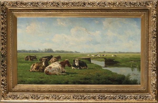 Vaches Au Pre Oil Painting by Pieter Stortenbeker