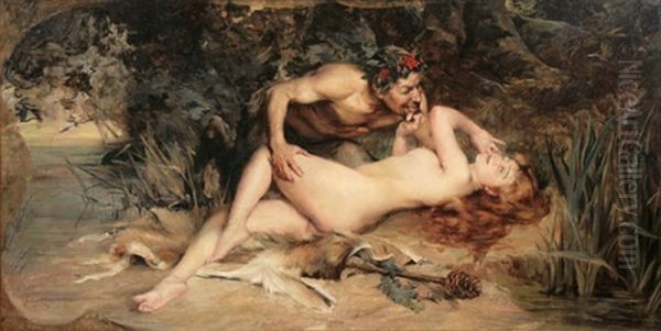 Nymph And Satyr Oil Painting by Julian Russel Story