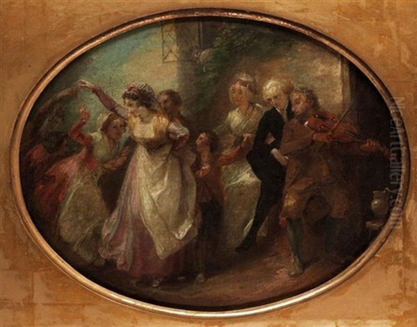 Merrymaking (+ Music; Pair) Oil Painting by Thomas Stothard