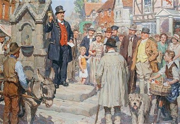 The Town Crier Oil Painting by William R. Stott