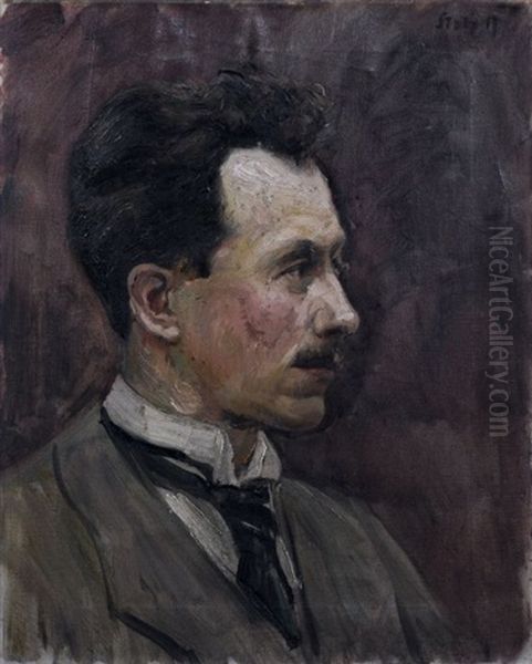 Portrait Bruno Hollaender Oil Painting by Fritz Stotz