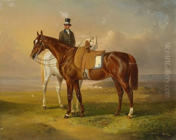 Hastar Och Ryttare I Landskap Oil Painting by Otto Stotz