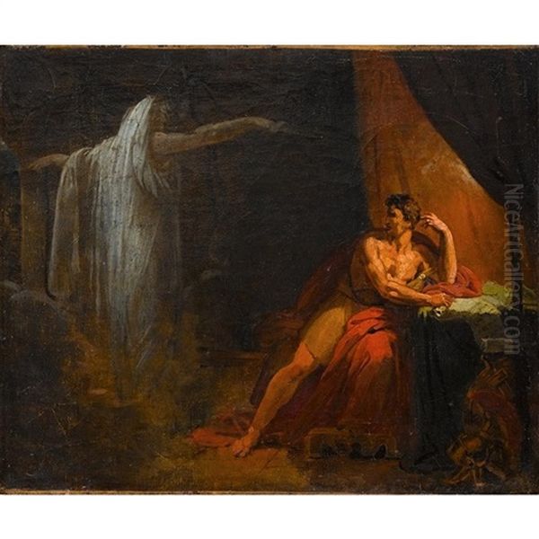 L'apparition D'un Fantome A Brutus Oil Painting by Jean Baptiste Stouf