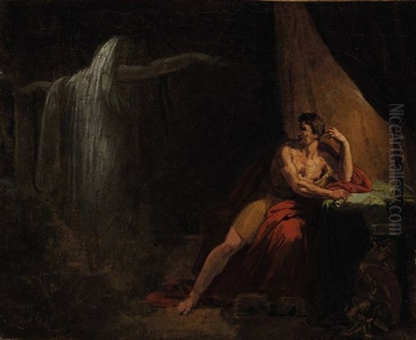 L'apparition D'un Fantome A Brutus Oil Painting by Jean Baptiste Stouf