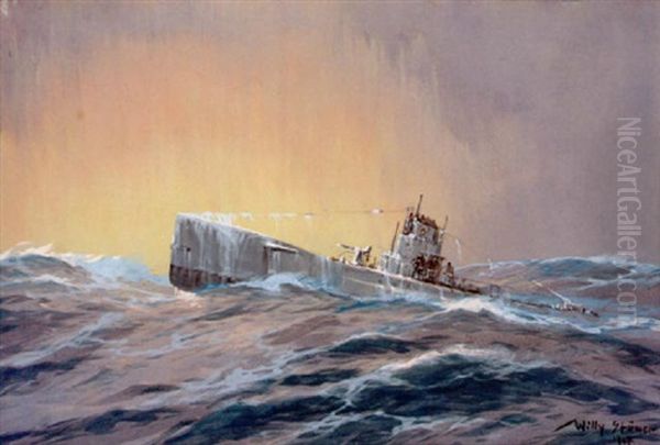 Deutsches U-boot Im Eismeer Oil Painting by Willy Stoewer