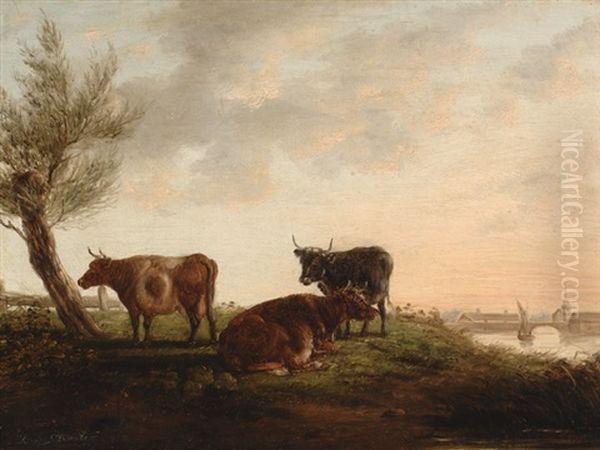 Landscape With Cows Oil Painting by Bruno van Straaten the Elder