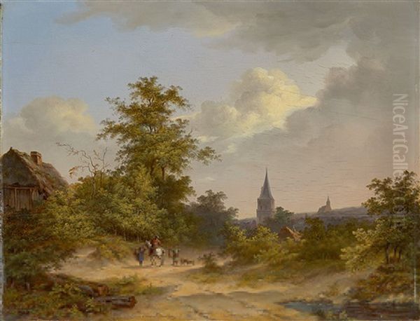 Begegnung Am Dorfrand Oil Painting by Bruno van Straaten the Younger