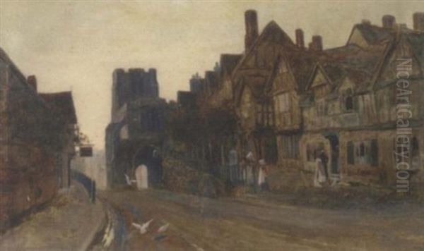 High Street At Dusk, Warwick Oil Painting by Arthur Claude Strachan