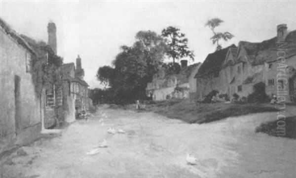 English Village Oil Painting by Arthur Claude Strachan