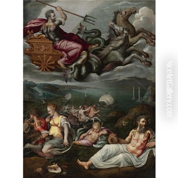 Allegory Of The Sea Oil Painting by Jan van der Straet (Stradanus)