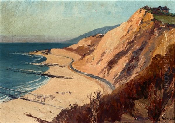 Japanese Gardens At The Pacific Coast Calif. Oil Painting by Franz Strahalm