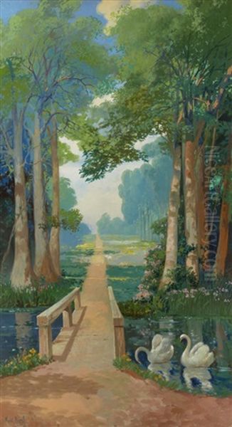 Country Path Oil Painting by Franz Strahalm