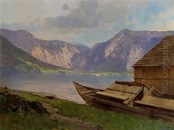 Motiv Am Hallstadter See Oil Painting by Josef Straka