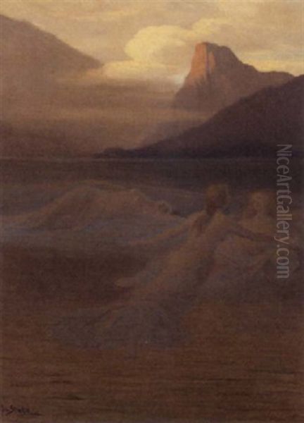 The Moonlit Maidens Oil Painting by Josef Straka