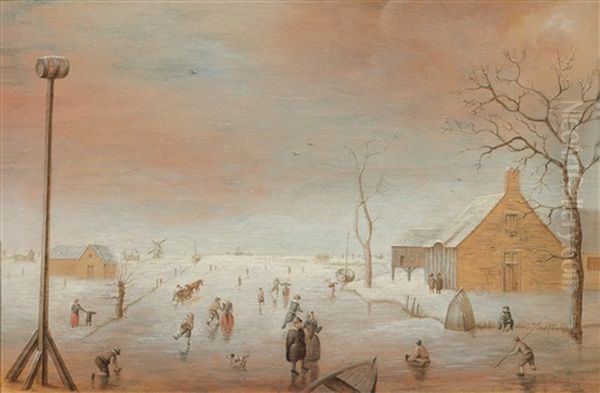 Winterlandschaft Mit Eisvergnugen Auf Einem Kanal Oil Painting by Anthonie van Stralen