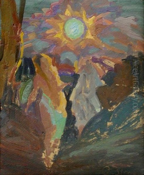 Sunrise Oil Painting by Aleksanders Straels