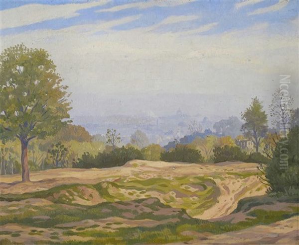 London From Hampstead Heath Oil Painting by Ian Strang