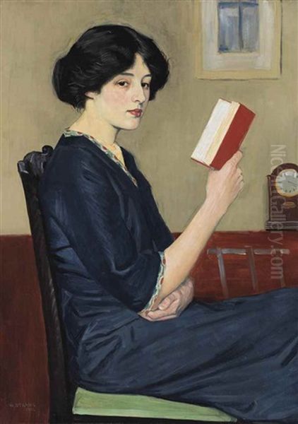 Girl Reading. The Storyteller Oil Painting by William Strang