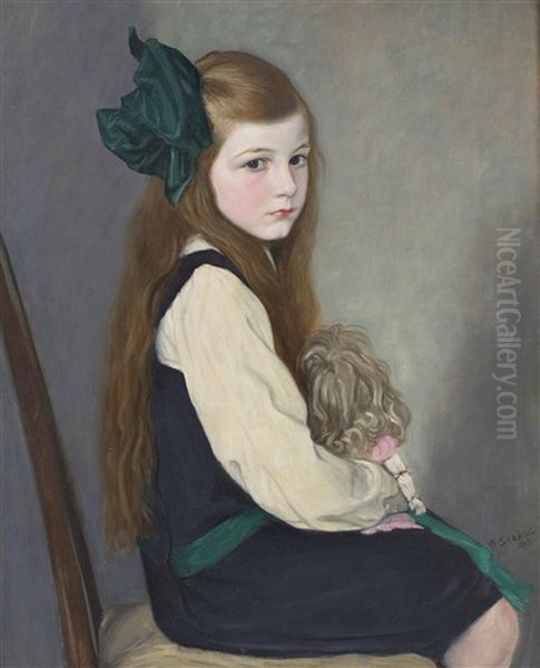 On Her Best Behaviour Oil Painting by William Strang