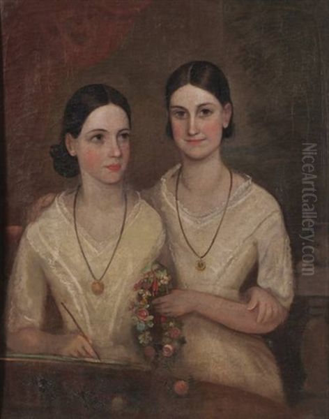 A Portrait Of Two Sisters Oil Painting by Frederick Strange