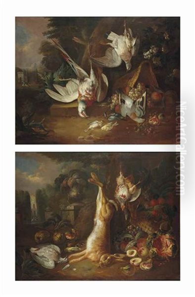 Nature Morte Au Gibier Suspendus; Nature Morte Au Lapin (2 Works) Oil Painting by Tobias Stranovius