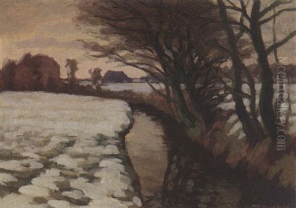 Winter An Der Wumme Oil Painting by Robert Stratmann