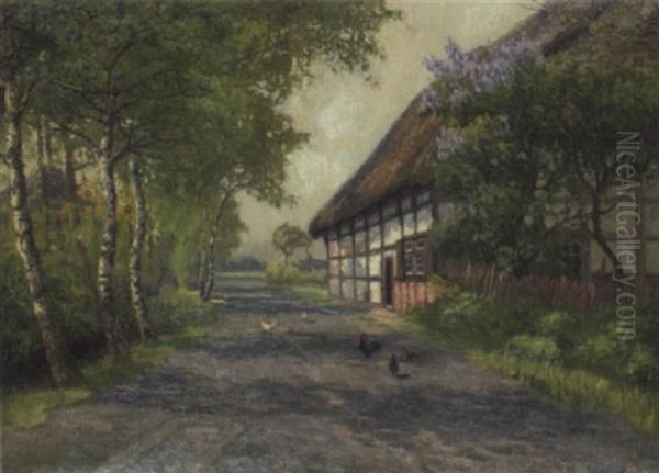 Niedersachsisches Bauernhaus Im Mai Oil Painting by Robert Stratmann