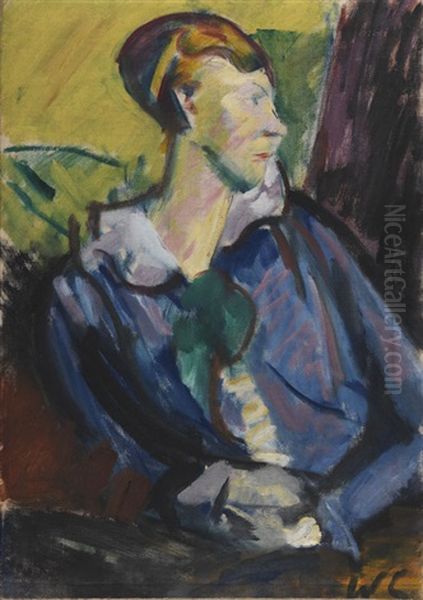 Portrat Frau R. (frau Reisner) (+ Der Tanzknopf, Verso) Oil Painting by William Straube