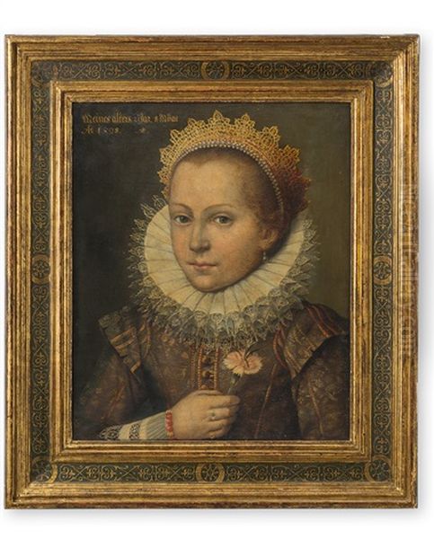 Portrait Einer Jungen Patrizierin Mit Nelke Oil Painting by Lorenz Strauch