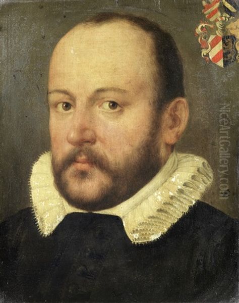 Portrait Of A Man, Bust-length, In A Black Tunic And A White Ruff Oil Painting by Lorenz Strauch