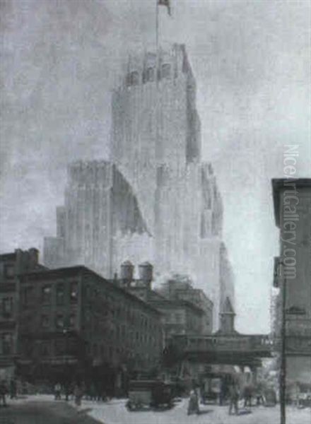 Edison Electric Building, Madison Square And West Broadway Oil Painting by Stanislaus Straudinger