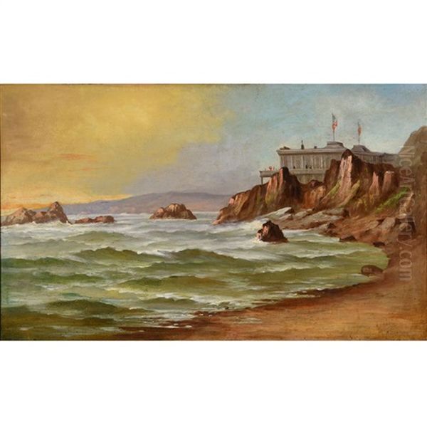 View Of Cliff House At Sunset Oil Painting by Meyer Straus