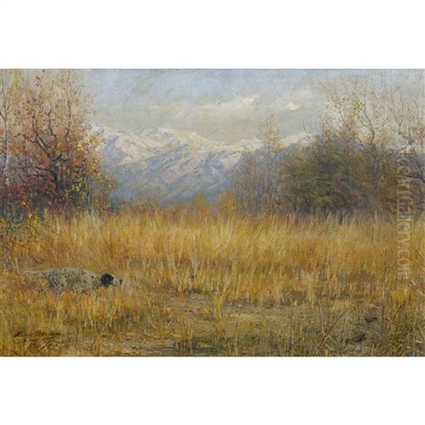 Herbstlandschaft Mit Pointer Auf Der Jagd Oil Painting by Hugo Strauss