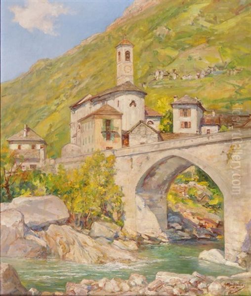 Sommertag In Lavertezzo Oil Painting by Hugo Strauss