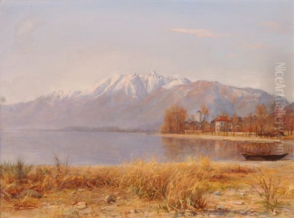 Morgenstimmung Am Lago Maggiore Oil Painting by Hugo Strauss