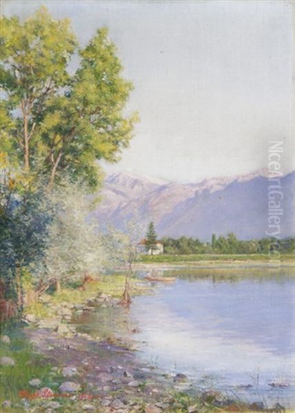 Gebirgssee Oil Painting by Hugo Strauss