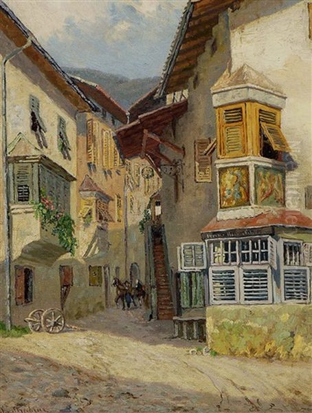 Gasse In Clausen (sudtirol) Oil Painting by Stephanie Von Strechine