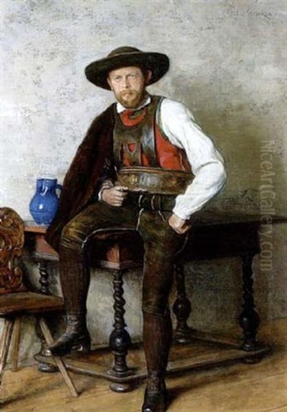 Tiroler Bauer Oil Painting by Emil Strecker