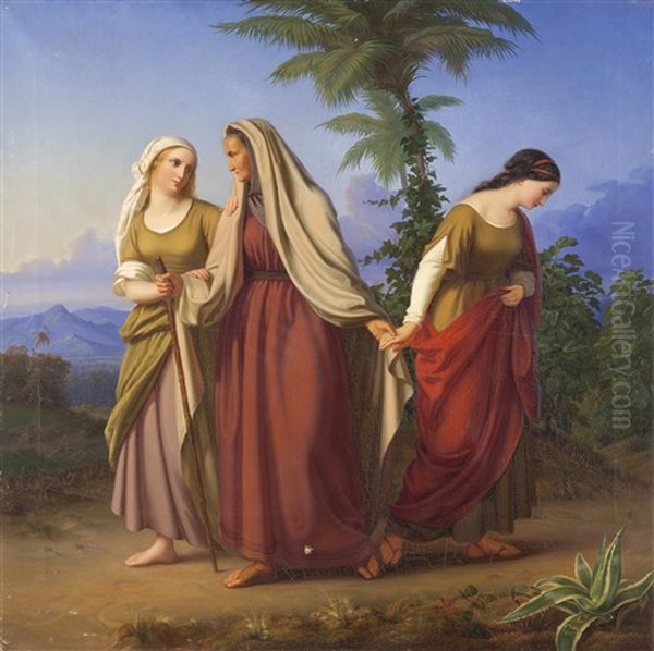 Ruth E Noemi Oil Painting by Karl Wilhelm Streckfuss