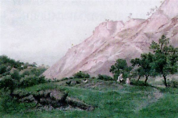 Der Abendberg In Questenberg Oil Painting by Karl Wilhelm Streckfuss