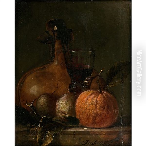 Nature Morte Aux Agrumes Et Verre De Vin Oil Painting by Juriaen van Streeck