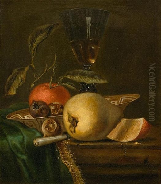 Still Life With Fruits And A Wine Glass On A Table Oil Painting by Juriaen van Streeck