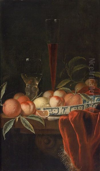 Prunkstillleben Mit Einer Mit Obst Gefullten Wanli-schale Oil Painting by Juriaen van Streeck