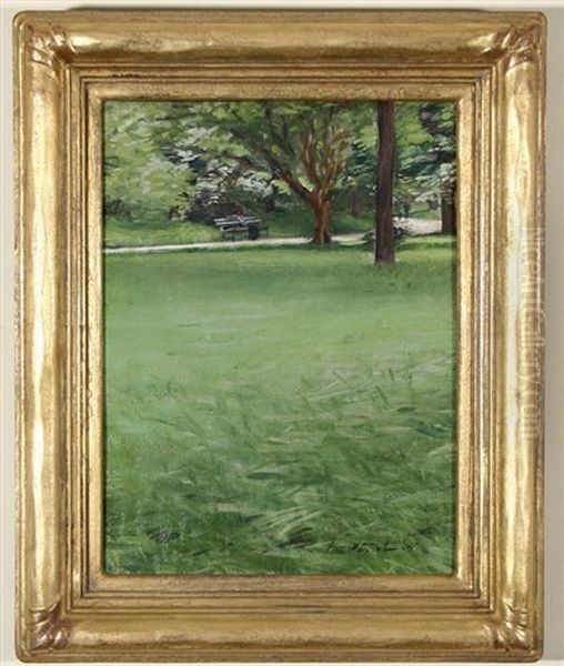 Woman On A Park Bench Oil Painting by Frank Street