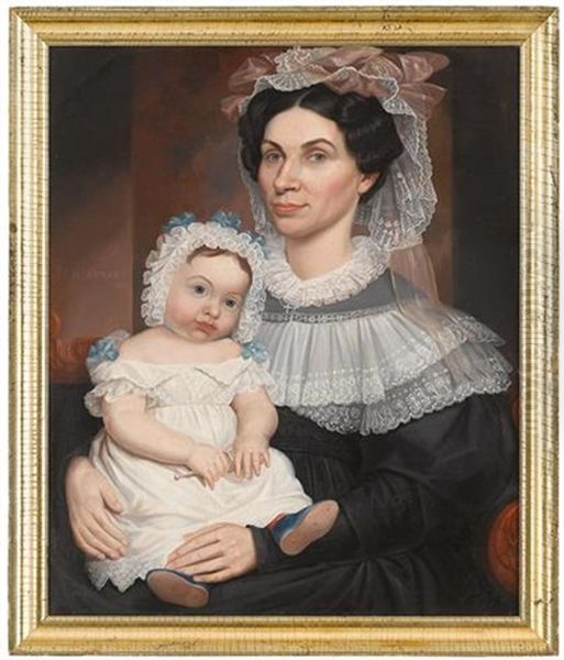 Double Portrait Of A Mother And Child Oil Painting by Robert Street