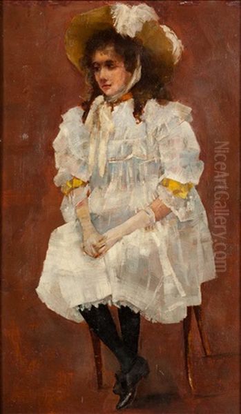 Portrait Of A Young Girl Oil Painting by Arthur Streeton