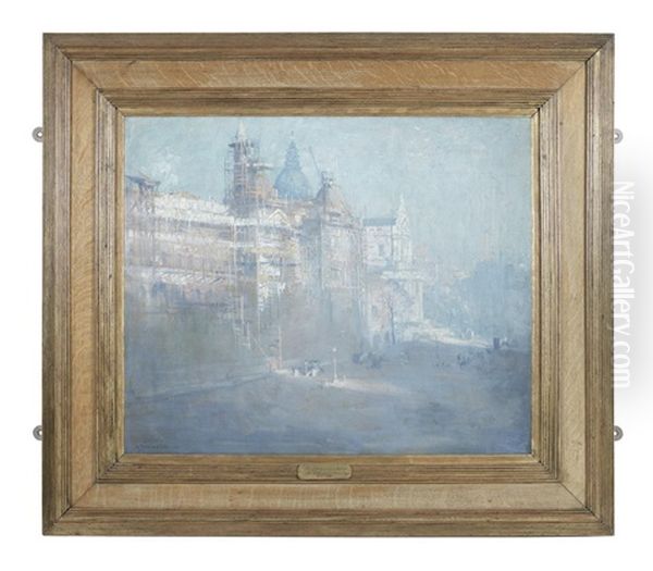 South Kensington Museum Under Construction Oil Painting by Arthur Streeton