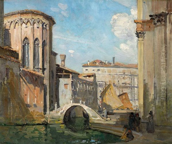 San Gregorio And The Rio Della Salute Oil Painting by Arthur Streeton