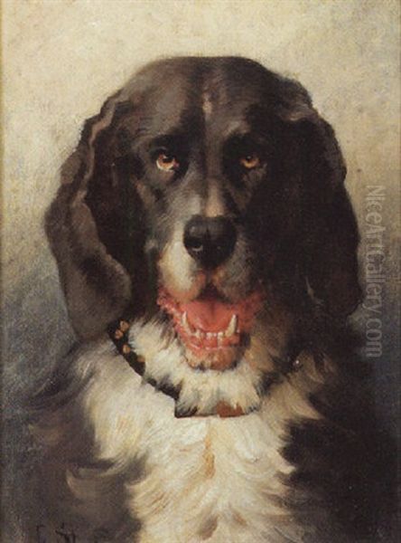 Hundeportrait Oil Painting by Ludwig Louis Streitenfeld